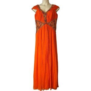 GABRIELLA ARANGO Orange Silk Evening Formal Dress